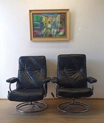 Scandinavian Leather Chairs, 1970s, Set of 2-ZEF-1738949