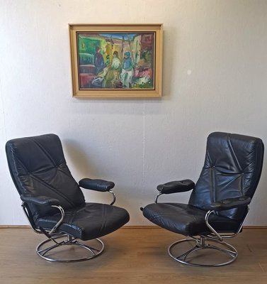 Scandinavian Leather Chairs, 1970s, Set of 2-ZEF-1738949