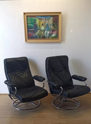 Scandinavian Leather Chairs, 1970s, Set of 2-ZEF-1738949