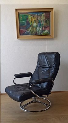 Scandinavian Leather Chairs, 1970s, Set of 2-ZEF-1738949