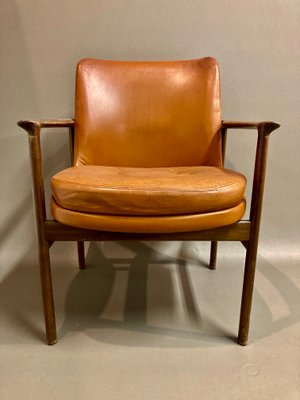 Scandinavian Leather Lounge Chair by IB Kofod Larsen, 1950s-XTS-1888877