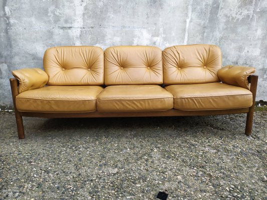 Scandinavian Leather Sofas and Lounge Chair, 1970s, Set of 3-EAD-1742690