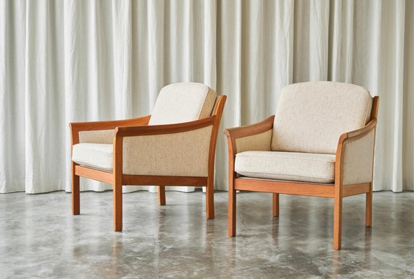 Scandinavian Lounge Chairs in Wool with Ottoman, 1960s, Set of 2-FEW-2024252