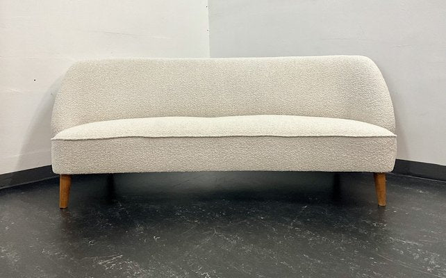 Scandinavian Mid-Century Modern Curved Sofa in Bouclé, 1940s-OHY-1819568