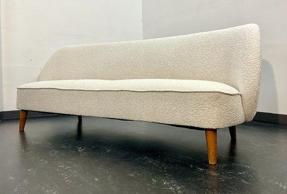 Scandinavian Mid-Century Modern Curved Sofa in Bouclé, 1940s-OHY-1819568