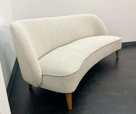 Scandinavian Mid-Century Modern Curved Sofa in Bouclé, 1940s-OHY-1819568