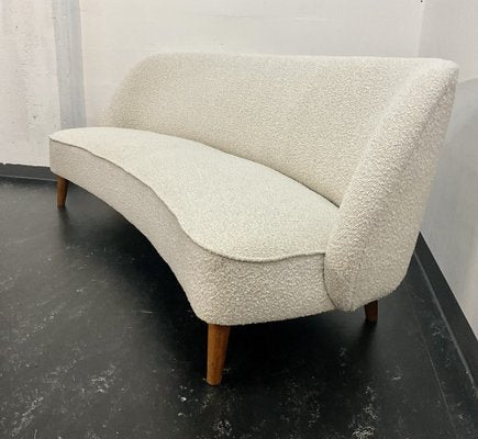 Scandinavian Mid-Century Modern Curved Sofa in Bouclé, 1940s-OHY-1819568