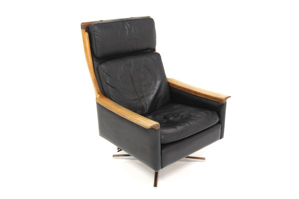 Scandinavian Minerva Swivel Chair in Leather by Torbjørn Afdal, Sweden, 1960s-GEK-1785621