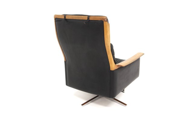 Scandinavian Minerva Swivel Chair in Leather by Torbjørn Afdal, Sweden, 1960s-GEK-1785621