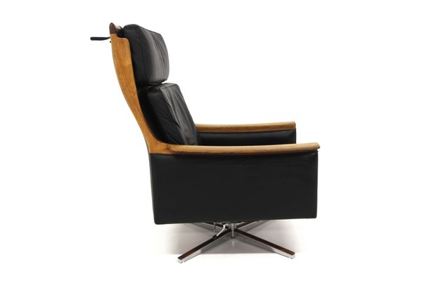 Scandinavian Minerva Swivel Chair in Leather by Torbjørn Afdal, Sweden, 1960s-GEK-1785621