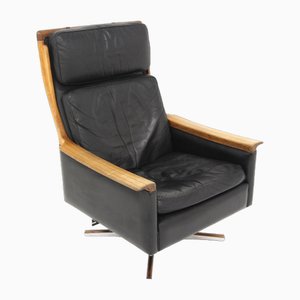 Scandinavian Minerva Swivel Chair in Leather by Torbjørn Afdal, Sweden, 1960s-GEK-1785621