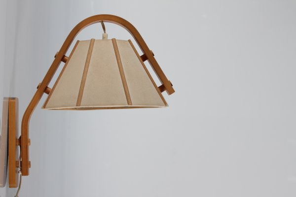 Scandinavian Modern Aneta Wall Lamp in Beech by Jan Wickelgren, Sweden, 1970s-QQ-1419339