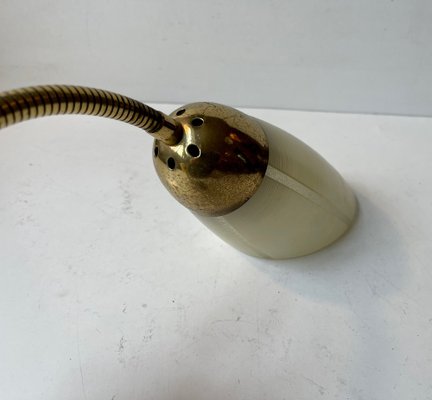 Scandinavian Modern Brass and Striped Glass Wall Sconce, 1950s-LCR-1421701