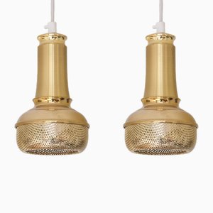 Scandinavian Modern Brass Pendant Lights from OMI, Denmark, 1960s, Set of 2-FMT-1748797