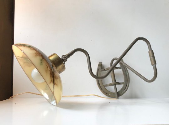 Scandinavian Modern Brass Swing Arm Sconce with Horseshoe, 1950s-LCR-731631