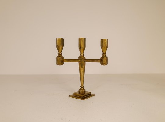 Scandinavian Modern Brass Table Candelabras from Gusum, Sweden, 1970s, Set of 3-UYK-1126763