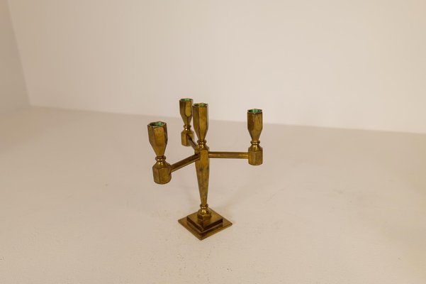 Scandinavian Modern Brass Table Candelabras from Gusum, Sweden, 1970s, Set of 3-UYK-1126763