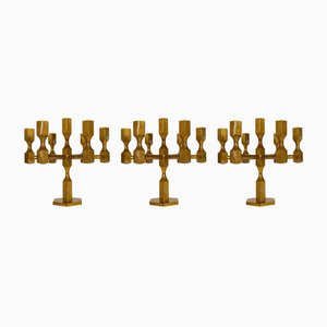 Scandinavian Modern Brass Table Candelabras from Gusum, Sweden, 1970s, Set of 3-UYK-1126763