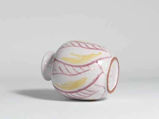 Scandinavian Modern Ceramic Vase with Red & Yellow Leaves from Alingsås Keramik, 1947-RUK-1758075