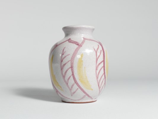 Scandinavian Modern Ceramic Vase with Red & Yellow Leaves from Alingsås Keramik, 1947-RUK-1758075