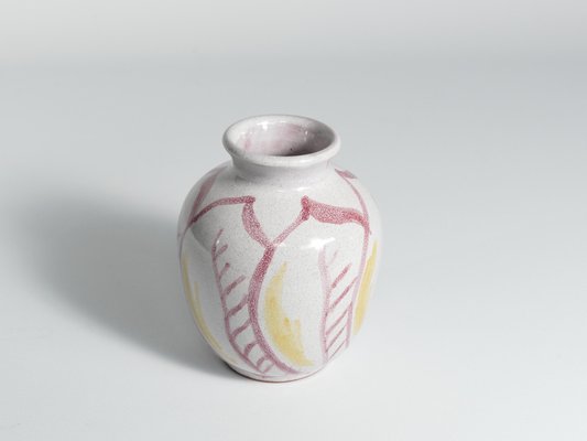 Scandinavian Modern Ceramic Vase with Red & Yellow Leaves from Alingsås Keramik, 1947-RUK-1758075