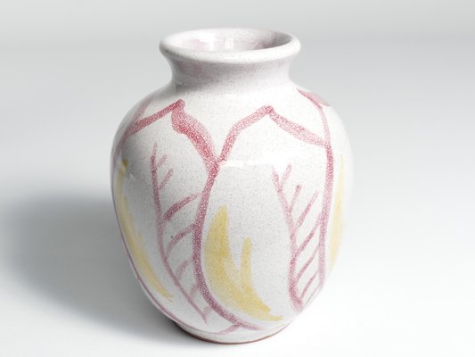 Scandinavian Modern Ceramic Vase with Red & Yellow Leaves from Alingsås Keramik, 1947-RUK-1758075