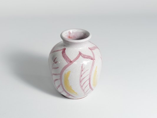 Scandinavian Modern Ceramic Vase with Red & Yellow Leaves from Alingsås Keramik, 1947-RUK-1758075