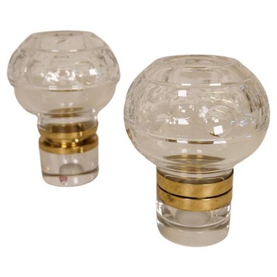 Scandinavian Modern Clear Crystal Candle Holders from Orrefors, Sweden, Set of 2-UYK-1126764