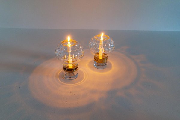 Scandinavian Modern Clear Crystal Candle Holders from Orrefors, Sweden, Set of 2-UYK-1126764