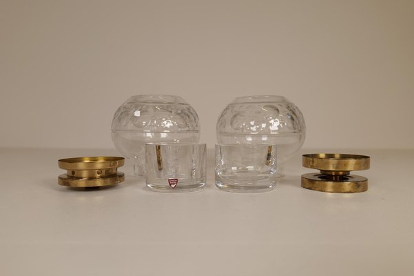 Scandinavian Modern Clear Crystal Candle Holders from Orrefors, Sweden, Set of 2-UYK-1126764