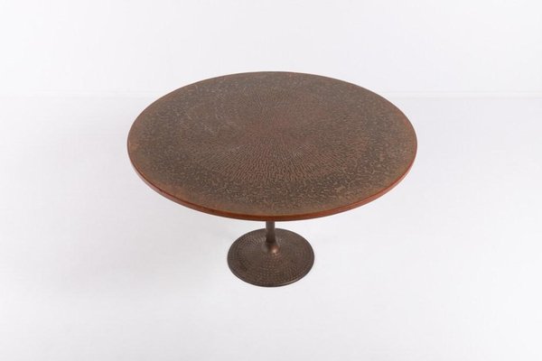 Scandinavian Modern Coffee Table with Inlaid Copper, 1960s-KMC-1349218