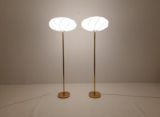 Scandinavian Modern Floor Lamps in Brass from Enco, Sweden, 1970s, Set of 2-UYK-1108500