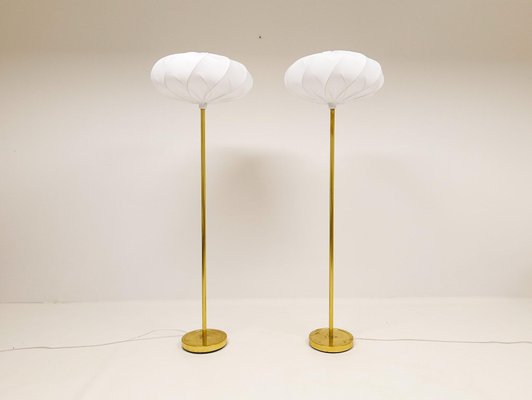 Scandinavian Modern Floor Lamps in Brass from Enco, Sweden, 1970s, Set of 2-UYK-1108500