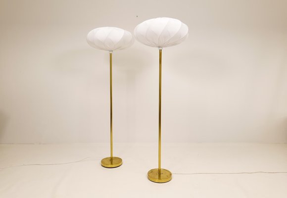 Scandinavian Modern Floor Lamps in Brass from Enco, Sweden, 1970s, Set of 2-UYK-1108500