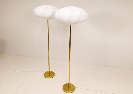 Scandinavian Modern Floor Lamps in Brass from Enco, Sweden, 1970s, Set of 2-UYK-1108500