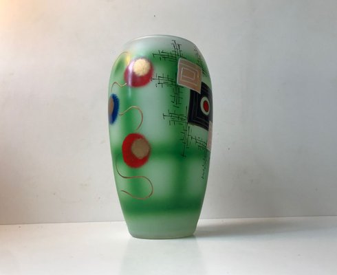 Scandinavian Modern Hand Painted Glass Vase, 1970s-LCR-731647