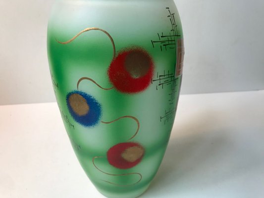 Scandinavian Modern Hand Painted Glass Vase, 1970s-LCR-731647