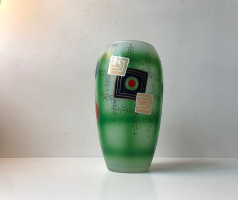 Scandinavian Modern Hand Painted Glass Vase, 1970s-LCR-731647