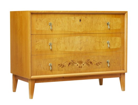 Scandinavian Modern Inlaid Elm Chest of Drawers, 1940s-XTS-669274