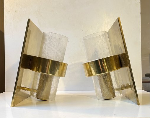 Scandinavian Modern Maritime Brass Sconces by Jonas Hidle for Høvik Verk, 1970s, Set of 2-LCR-1772721