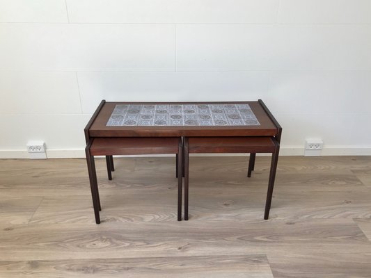 Scandinavian Modern Nesting Tables in Teak & Oak, 1970s, Set of 3-LCR-681275