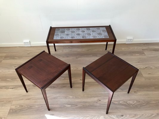 Scandinavian Modern Nesting Tables in Teak & Oak, 1970s, Set of 3-LCR-681275