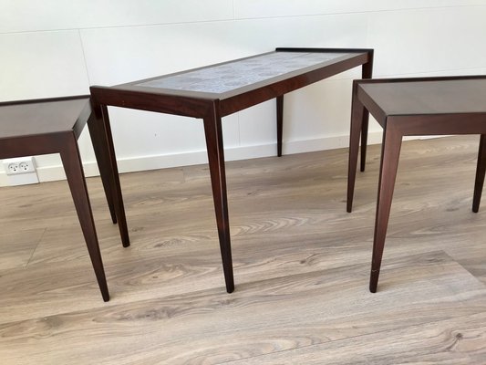 Scandinavian Modern Nesting Tables in Teak & Oak, 1970s, Set of 3-LCR-681275