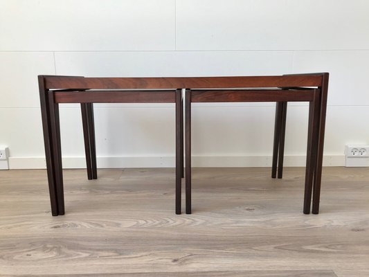 Scandinavian Modern Nesting Tables in Teak & Oak, 1970s, Set of 3-LCR-681275