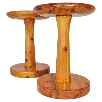 Scandinavian Modern Pine Stools, Sweden, 1970s, Set of 2-UYK-1181647