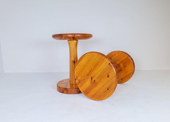 Scandinavian Modern Pine Stools, Sweden, 1970s, Set of 2-UYK-1181647