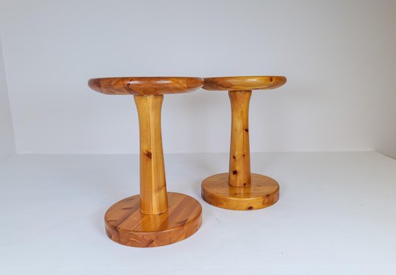 Scandinavian Modern Pine Stools, Sweden, 1970s, Set of 2-UYK-1181647