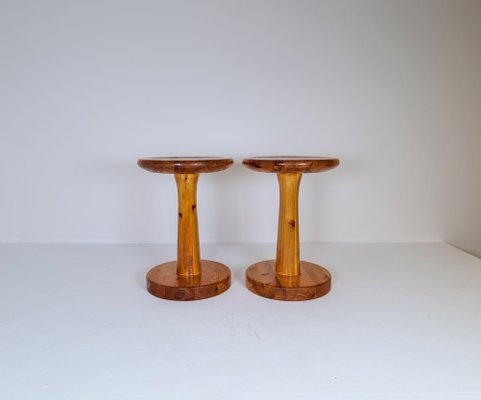 Scandinavian Modern Pine Stools, Sweden, 1970s, Set of 2-UYK-1181647