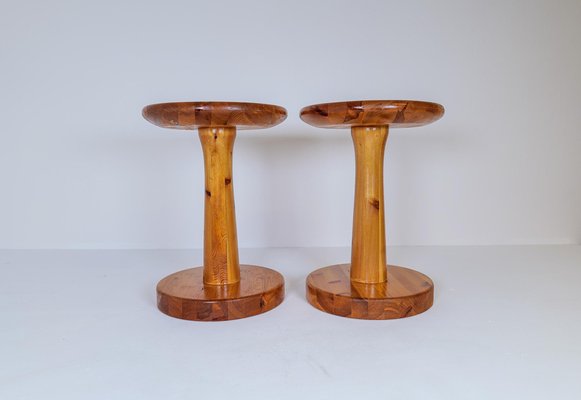 Scandinavian Modern Pine Stools, Sweden, 1970s, Set of 2-UYK-1181647