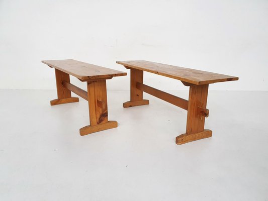 Scandinavian Modern Pinewood Benches, 1960s-ZO-808180